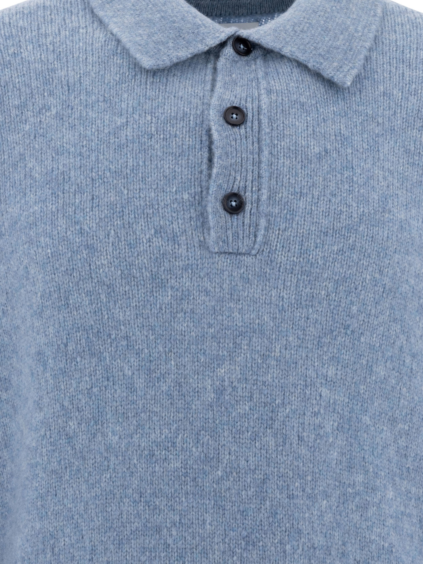 NN.07 Light Blue Lee merino wool-blend polo sweater